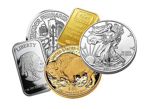 Gold and silver bullion bars, rounds and coins including American Eagles and a Credit Suisse bar